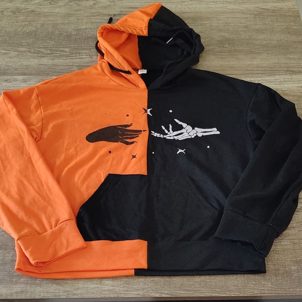ROMWE Two-Tone Skeleton Graphic‎ Hoodie
